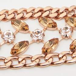Pre Owned Carolina Herrera Crytsals Gold Tone Bracelet 