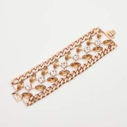 Pre Owned Carolina Herrera Crytsals Gold Tone Bracelet 