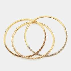 Carolina Herrera Crystals Gold Tone Triple Bangle Bracelet