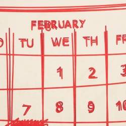 CH Carolina Herrera Cream/Red Valentine's Day Calendar Print Scarf
