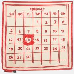 CH Carolina Herrera Cream/Red Valentine's Day Calendar Print Scarf
