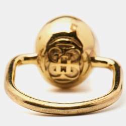 Carolina Herrera CH Faux Pearl Gold Tone Ring Size 52