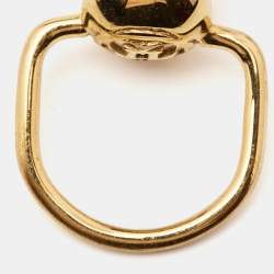 Carolina Herrera CH Faux Pearl Gold Tone Ring Size 52