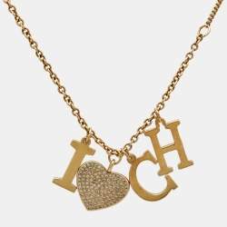 Pre Owned Carolina Herrera CH Crystals Gold Tone Bracelet