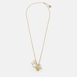 Carolina Herrera CH I Love CH Crystals Gold Tone Necklace
