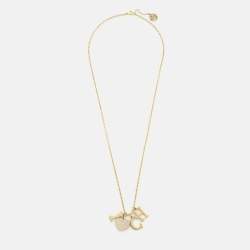 Carolina Herrera CH I Love CH Crystals Gold Tone Necklace