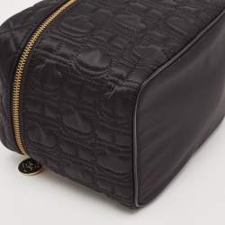 Carolina Herrera Black Quilted Nylon and Leather Toiletry Case Bag