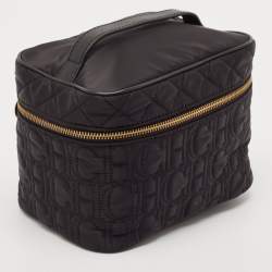 Carolina Herrera Black Quilted Nylon and Leather Toiletry Case Bag