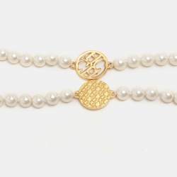 Carolina Herrera A day for Love Logo Medallion Multi Strand Station Necklace