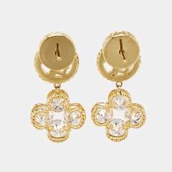 Carolina Herrera Crystals Gold Tone Earrings