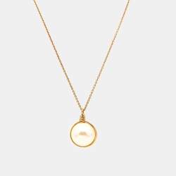 Carolina Herrera Faux Pearl Gold Tone Pendant Necklace