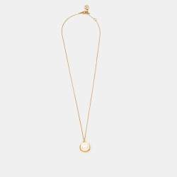 Carolina Herrera Faux Pearl Gold Tone Pendant Necklace