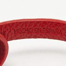 Carolina Herrera CH  Red/Beige Monogram Canvas and Leather Gold Tone Ribbon Bracelet