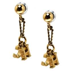 Pre Owned Carolina Herrera CH Gold Tone Drop Earrings