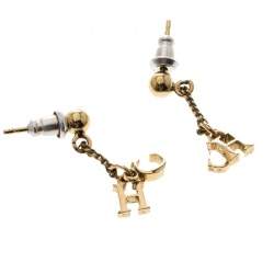 Pre Owned Carolina Herrera CH Gold Tone Drop Earrings
