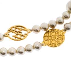 Pre Owned Carolina Herrera A day for Love Logo Medallion Multi Strand Station Necklace