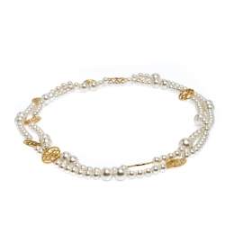 Pre Owned Carolina Herrera A day for Love Logo Medallion Multi Strand Station Necklace