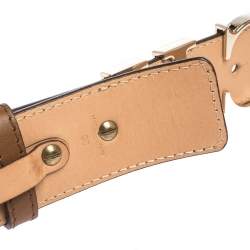 Pre Owned Carolina Herrera Brown Leather CH Logo Buckle Belt 90CM
