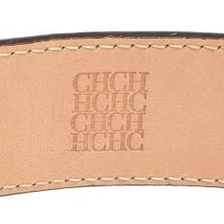 Pre Owned Carolina Herrera Brown Leather CH Logo Buckle Belt 90CM