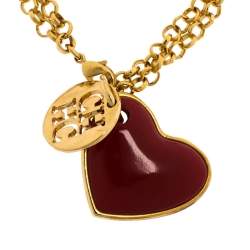 Pre Owned Carolina Herrera Heart Gold Tone Chain Link Bracelet 