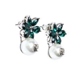Pre Owned Carolina Herrera Green Crystal Jasmine Drop Earrings
