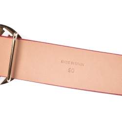 Pre Owned Carolina Herrera Red Leather Buckle Belt 90CM
