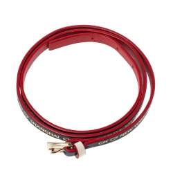 Pre Owned CH Carolina Herrera Bi Color Leather Gold Tone Wrap Bracelet