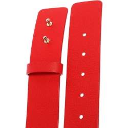 Pre Owned Carolina Herrera Red Leather CH Logo Belt 80 CM