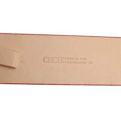 Pre Owned Carolina Herrera Red Leather CH Logo Belt 80 CM