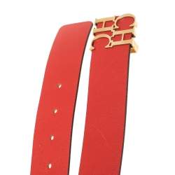 Pre Owned Carolina Herrera Red Leather CHHC Belt 80CM