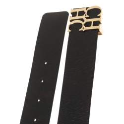 Pre Owned Carolina Herrera Black Leather CHHC Belt 85CM