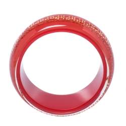 Pre Owned CH Carolina Herrera Red Resin Wide Bangle Bracelet