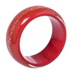 Pre Owned CH Carolina Herrera Red Resin Wide Bangle Bracelet