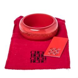 Pre Owned CH Carolina Herrera Red Resin Wide Bangle Bracelet
