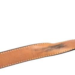 Pre Owned Carolina Herrera Dark Brown Leather Buckle Belt 85CM