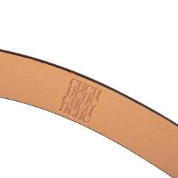 Pre Owned Carolina Herrera Red Leather Logo Belt 80CM