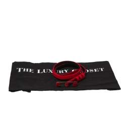 Pre Owned Carolina Herrera Red Fabric Slim Buckle Belt