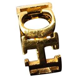 Pre Owned Carolina Herrera Between The Line Gold Tone Band Ring Size 58