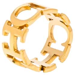 Pre Owned Carolina Herrera Between The Line Gold Tone Band Ring Size 58