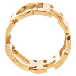Pre Owned Carolina Herrera Between The Line Gold Tone Band Ring Size 58