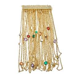 Pre Owned Carolina Herrera Gold Tone Crystal Embedded Multi Strand Chain Bracelet