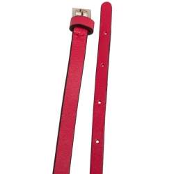 Pre Owned Carolina Herrera Red Leather CH Logo Slim Belt 175 CM