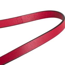 Pre Owned Carolina Herrera Red Leather CH Logo Slim Belt 175 CM