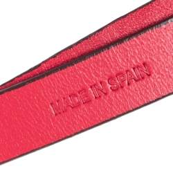 Pre Owned Carolina Herrera Red Leather CH Logo Slim Belt 175 CM