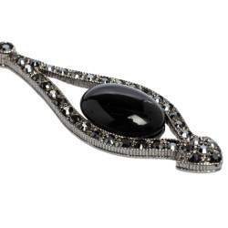 Pre Owned Carolina Herrera Black Crystal Resin Gunmetal Tone Drop Earrings