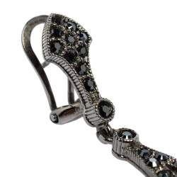 Pre Owned Carolina Herrera Black Crystal Resin Gunmetal Tone Drop Earrings