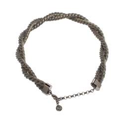 Pre Owned Carolina Herrera Double Strand Twisted Gunmetal Tone Rope Necklace