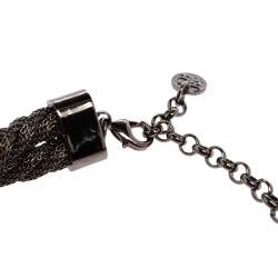 Pre Owned Carolina Herrera Double Strand Twisted Gunmetal Tone Rope Necklace