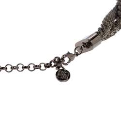 Pre Owned Carolina Herrera Double Strand Twisted Gunmetal Tone Rope Necklace