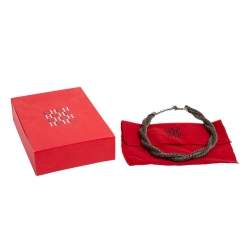 Pre Owned Carolina Herrera Double Strand Twisted Gunmetal Tone Rope Necklace